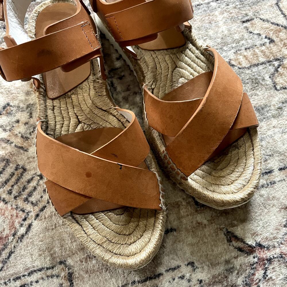 RAG & BONE Giza Leather Espadrille Sandals In Caramel Leather Size EU 38 - Picture 10 of 11